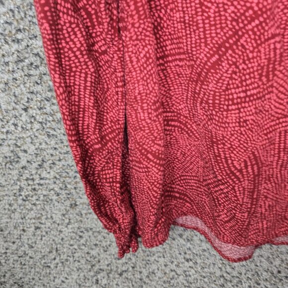 Knox Rose Top Womens Small Red Printed Neck Tie Rayon Boho Casual Ladies - Picture 3 of 7